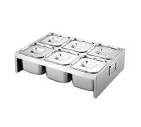 LIUWOPA Pizza Topping Station, Stainless Steel Condiment Seasoning Containers with Compartment Trays for Prepping Ingredients and Toppings, Pizza Accessories Outdoor(Silver-B,67x18x12.5cm)