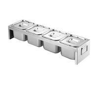 LIUWOPA Pizza Topping Station, Stainless Steel Condiment Seasoning Containers with Compartment Trays for Prepping Ingredients and Toppings, Pizza Accessories Outdoor(Silver-B,67x18x12.5cm)