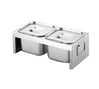 LIUWOPA Pizza Topping Station, Stainless Steel Condiment Seasoning Containers with Compartment Trays for Prepping Ingredients and Toppings, Pizza Accessories Outdoor(Silver-B,67x18x12.5cm)