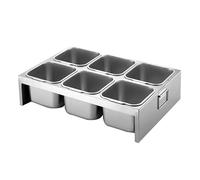 LIUWOPA Pizza Topping Station, Stainless Steel Condiment Seasoning Containers with Compartment Trays for Prepping Ingredients and Toppings, Pizza Accessories Outdoor(Silver-B,67x18x12.5cm)