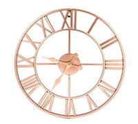 LIUXIAOJIE Metal Rose gold & Copper Roman Openwork Silent Wall Clock Home Decor Living Room Simple Design 40cm