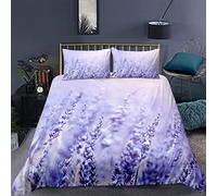 LIUXIAOLIANG Bedding Duvet Cover Set King Size Purple Lavender Fashion Printed Duvet Cover Sets 3 Pcs with Zipper Closure + 2 Pillowcases Soft Hypoallergenic Microfiber, Easy Care Bedding