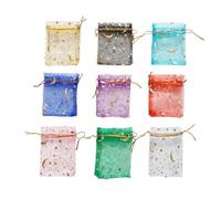 LIUXIN 100pcs Moon Star Organza Gift Bags Multicolor Mesh Pouches for Christmas Wedding Party Candy Gift Packing Bags