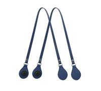 LIUXIN 2Pcs Long Edge Painting Handles Faux Leather Flat PU Belt Drop End with Silver Rivet for OBag for Body