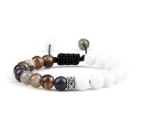 LIUXIN Fire Agates Onyx Beads Bracelet Bangles Healing Natural Stone Chakra Prayer Charm Buddha Adjustable Jewelry