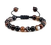 LIUXIN Fire Agates Onyx Beads Bracelet Bangles Healing Natural Stone Chakra Prayer Charm Buddha Adjustable Jewelry