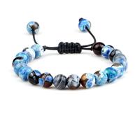 LIUXIN Fire Agates Onyx Beads Bracelet Bangles Healing Natural Stone Chakra Prayer Charm Buddha Adjustable Jewelry
