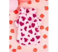 LIUXIN Super Soft Warm Winter Dog Jacket Hearted Print Plush Holiday Valentine's Pet Clothes Cold Weather Dog Hoodie