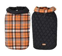 LIUXIN Waterproof Dog Jacket Checked Pattern Reversible Dog Clothes for Small Medium Large Dogs Soft Warm Dog Coat with Flexible Chest