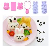 liuxingran Rice Ball Mold Set Cartoon Rabbit Pattern Sushi Making Kit Bento Accessories Lunch Maker Cute Animal Sushi Mold Rice Mould Seaweed Cutter Kitchen Tools