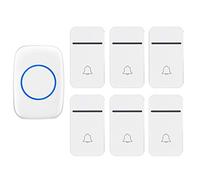 LIUXIUER Self-Powered Wireless Doorbell, IP44 Waterproof Door Chime Bell, 38 Ringtones, 3 Levels Volume, 6 Push Button Transmiters And 1 Plug-In Receivers,White