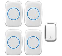 LIUXIUER Wireless Doorbell, Cordless Door Chime Kit 4 Receivers 1 Push Button (Self-Generating Power), 60 Chimes 5 Level Volume, Waterproof Door Entry Bell,White