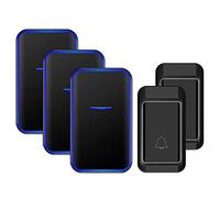 LIUXIUER Wireless Doorbell Waterproof, 38 Music LED Blue Light Reminder Self-Powered Doorbell, 2 Transmitters 3 Receivers, 120M (393FT) Transmission Range/No Battery Requiredno Battery Required,Black