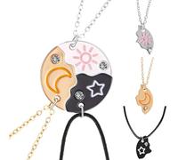 LIUYIDM 3 magnetic friendship chains for friendship, sun, moon, stars, BFF, friendship chain, for birthday gifts, graduation gifts, 25 cm, Zinc, 1