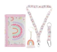 LIUYIDM Children's Neck Pouch - Triple Folded Wallet with Key Ring, Purse for Hanging, School Cone Filling, Gift for Boys and Girls (Rainbow)