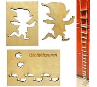 LIUYIDM Gnome Accessories Footprint Stencil, Gnome Prank Rope Ladder, Gnome Stencil, Christmas Decoration Indoor Elf with 1 Metre Rope Ladder, for Floors, Window Decoration