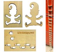 LIUYIDM Gnome Stencil Footprints Made of Wood Gnome Accessories Footprint Stencil with 1 Metre Rope Ladder, Reusable Rope Ladder Gnome for Glass Door Floor