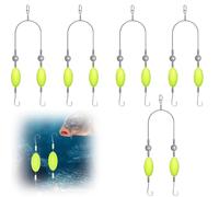 LIUYIDM Pack of 5 Double Hook Reverse Bottom Rig, Fishing Hook Carp Fishing Hair Rigs, Double Hook Rig for Inverted Bottom, Anti-tangle Fishing Hook, Hook Resistant Split Hook (Center)