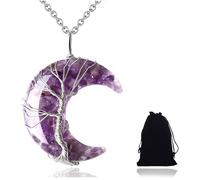 LIUYIDM Spiritual Jewellery Crystal Chain Moon Necklace Crystal Necklace Women's Tree of Life Drop Necklace, Jewellery Made of Natural Gemstones, Suitable as a Gift for Women, Medium, Crystal, Crystal