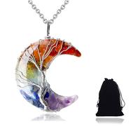 LIUYIDM Spiritual Jewellery Crystal Chain Moon Necklace Crystal Necklace Women's Tree of Life Drop Necklace, Jewellery Made of Natural Gemstones, Suitable as a Gift for Women, Medium, Crystal, Crystal
