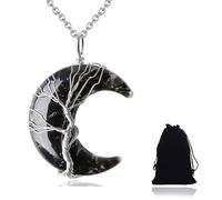 LIUYIDM Spiritual Jewellery Crystal Chain Moon Necklace Crystal Necklace Women's Tree of Life Drop Necklace, Jewellery Made of Natural Gemstones, Suitable as a Gift for Women, Medium, Crystal, Crystal