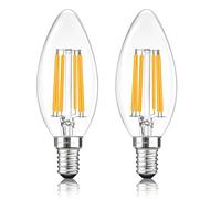 Liuyife E14 C35 6W LED Filament Candle Bulb, Warm White 2700K, 600LM, Vintage SES Edison Screw Light Bulb for Chandelier, Ceiling Fan, Non-Dimmable, 2 Pack