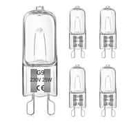 Liuyife G9 25W Halogen Oven Bulbs, Dimmable, 300℃ Heat Tolerant, 2700K Warm White, 260LM, G9 Capsule Bulb for Oven, Wax Burner, Cooker Hood, Table Lamps, 5 Pack