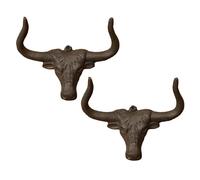 Liuyoyo 2/4 PCS Cowboy Hat Rack, Cast Iron Cowboy Hat Holder, Hat Storage Organizer Hat Hooks for Wall Decor, Cowboy Hat Holder Cowgirl Hat Hanger Wall Decor Longhorn Hooks (2pcs)