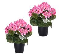 Liuyoyo 2 PCS Artificial Geranium Flowers in Pot, Artificial Fake Flowers Plants Silk Flower with Potted, Long Fake Silk Bouquet, Hanging Basket Garden Home Outdoor Decor (C)