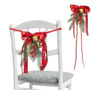 Liuyoyo 4 PCS Christmas Chair Back Flower, Christmas Chair Bow Decorative Chair Sashes, Delicate Ribbon Chair Back Ornament, Christmas Festival Chair Back Flower Decoration
