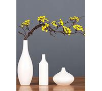 Liuyoyo Cherry Blossom Branches Without vase Decor Flowers Branch Artificial Cherry Blossom Tree Stem 34Inch Long Stem Fake Plum Blossom Flowers Arrangement for Wedding Home Japanese Decor(yellow-1pc)
