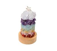 Liuyoyo Quartz Crystals Lamp USB Bedside Lamp Natural Crystal Night Light, Healing Crystals Chakra Stones Light Hand Carved Table Lamp for Home Decor
