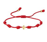 LIUYUYOUGO 7 Knot Lucky Red String Bracelets With Golden Cross Charm Protection Good Lucky Red Knot Cord Braided Bracelets For Family And Friends Adjustable Wristband Jewelry