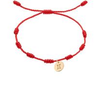 LIUYUYOUGO 7 Knot Red String Bracelet 12 Constellation Zodiac Sign Bracelets Golden Charm Handmade Ajustable Protection Good Luck Cord Braided Bracelet Astrology Amulet Jewelry Gemini