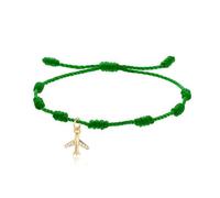 LIUYUYOUGO 7 Knots Bracelet For Women Men Gold/Silver Plated Airplane Charm Couples Bracelets With Cubic Zirconia Handmade String Braided Wristband Protection Good Luck Jewelry Dark Green String Gol