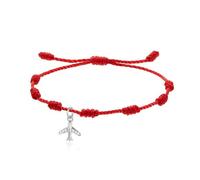 LIUYUYOUGO 7 Knots Bracelet For Women Men Gold/Silver Plated Airplane Charm Couples Bracelets With Cubic Zirconia Handmade String Braided Wristband Protection Good Luck Jewelry Red String Silver