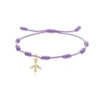 LIUYUYOUGO 7 Knots Bracelet For Women Men Gold/Silver Plated Airplane Charm Couples Bracelets With Cubic Zirconia Handmade String Braided Wristband Protection Good Luck Jewelry Lilac String Gold