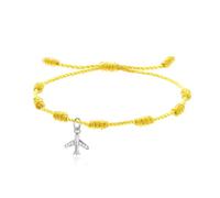 LIUYUYOUGO 7 Knots Bracelet For Women Men Gold/Silver Plated Airplane Charm Couples Bracelets With Cubic Zirconia Handmade String Braided Wristband Protection Good Luck Jewelry Yellow String Silver