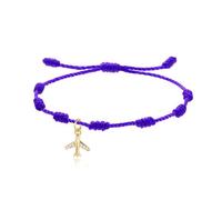 LIUYUYOUGO 7 Knots Bracelet For Women Men Gold/Silver Plated Airplane Charm Couples Bracelets With Cubic Zirconia Handmade String Braided Wristband Protection Good Luck Jewelry Purple String Gold