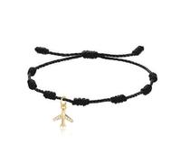 LIUYUYOUGO 7 Knots Bracelet For Women Men Gold/Silver Plated Airplane Charm Couples Bracelets With Cubic Zirconia Handmade String Braided Wristband Protection Good Luck Jewelry Black String Gold