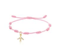 LIUYUYOUGO 7 Knots Bracelet For Women Men Gold/Silver Plated Airplane Charm Couples Bracelets With Cubic Zirconia Handmade String Braided Wristband Protection Good Luck Jewelry Pink String Gold
