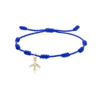 LIUYUYOUGO 7 Knots Bracelet For Women Men Gold/Silver Plated Airplane Charm Couples Bracelets With Cubic Zirconia Handmade String Braided Wristband Protection Good Luck Jewelry Navy Blue String Gold