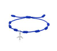 LIUYUYOUGO 7 Knots Bracelet For Women Men Gold/Silver Plated Airplane Charm Couples Bracelets With Cubic Zirconia Handmade String Braided Wristband Protection Good Luck Jewelry Navy Blue String Silv