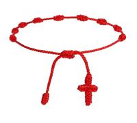 LIUYUYOUGO 7 Knots Family Bracelet Set 6Pcs Handmade Cross Charm Protection Good Lucky Red String Braided Bracelets For Family And Friends Adjustable Wristband Amulet Jewelry Red