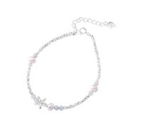LIUYUYOUGO 925 Sterling Silver Bracelets For Women Hammered Starfish Charm Bangle Irregular Cut Blocks Pearl Natural Stone Beaded Cuff Wristbands Friendship Jewelry Gifts