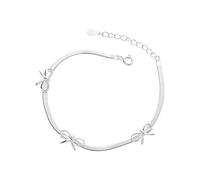 LIUYUYOUGO 925 Sterling Silver Snake Chain Charm Bracelet Bow Knot Infinite Love Flat Snake Bone Bangle Stackable Adjustable Link Chain Cuff Wristbands Jewelry Gifts For Women