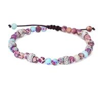 LIUYUYOUGO Beaded Bracelet For Women Bohemian Colorful Emperor Stone Bracelets Men Adjustable Handmade String Wristband Yoga Chakras Natural Gemstones Jewelry Gift Pnk Purple