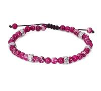 LIUYUYOUGO Beaded Bracelet For Women Bohemian Colorful Emperor Stone Bracelets Men Adjustable Handmade String Wristband Yoga Chakras Natural Gemstones Jewelry Gift Rose Red