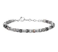 LIUYUYOUGO Beaded Bracelets For Men 4Mm Natural Stone Crystal Barrel Beads Bracelet Hematite Gemstone Adjustable Jewellery Gifts For Dad Him Boyfriend Husband Birthday’S Day Map Stone