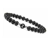 LIUYUYOUGO Bracelet With Letters For Couples A-Z Letter Handmade Natural Gemstone Initial Beaded Bracelet 8Mm Black Frosted Onyx Stretch Crystal Bangle Jewelry For Men Women Letter Z